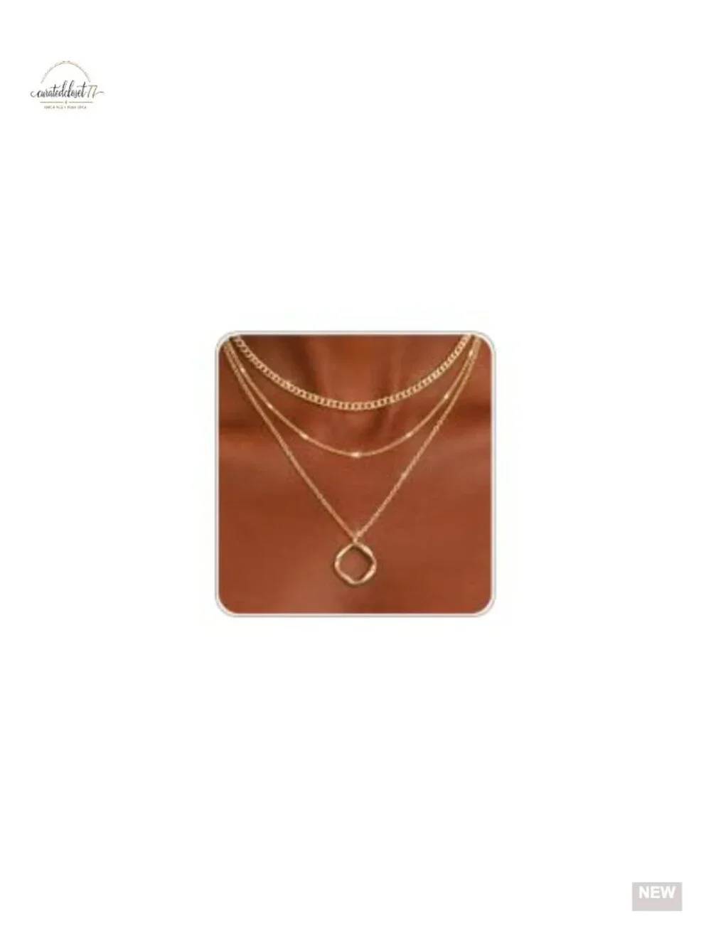 Layered Gold Plated Necklace Stack with Circle North Star Cross Pendant